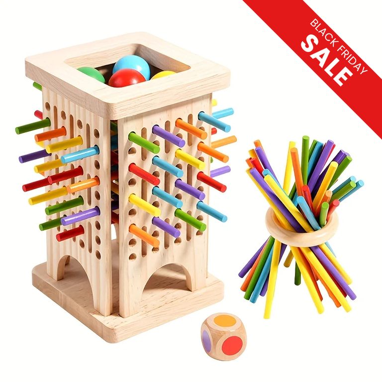 Aurelien's Magische Toren – Drie-in-één Houten Stokspel